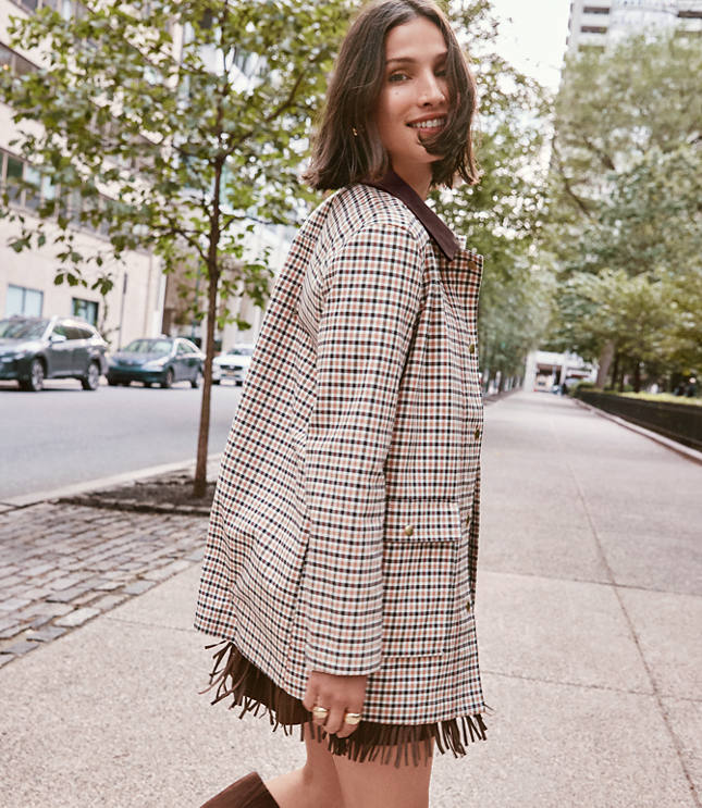 Petite Plaid Barn Jacket