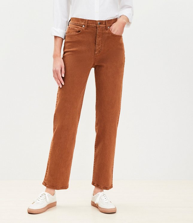 Petite High Rise Straight Jeans in Argan Oil