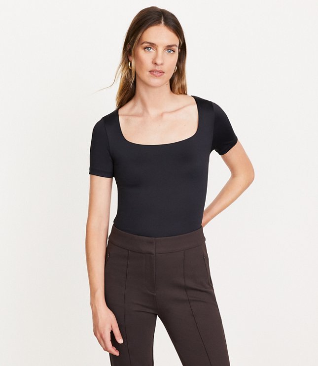 Petite LOFT Versa 360 Knit Square Neck Tee