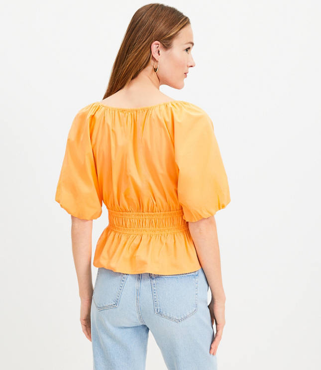 Gathered Waist V-Neck Blouse