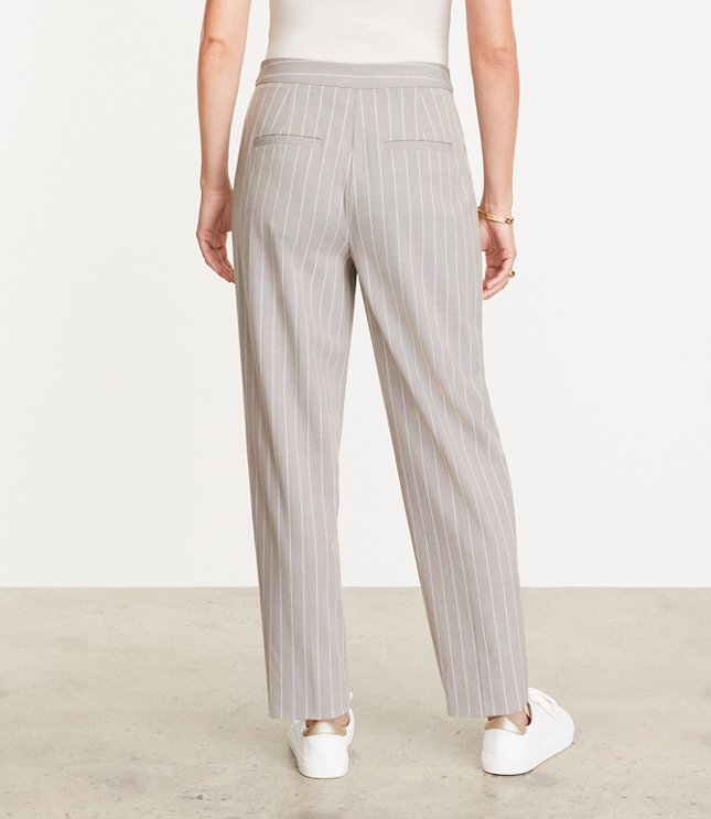 LOFT Versa Seasonless Stretch Double Pleat Taper Pant Stripe