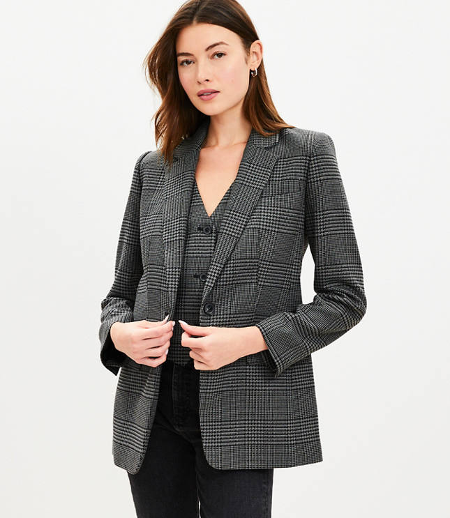 Houndstooth Textured Cropped Shirt Jacket