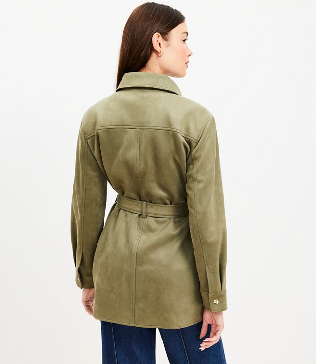 Petite Faux Suede Shirt Jacket