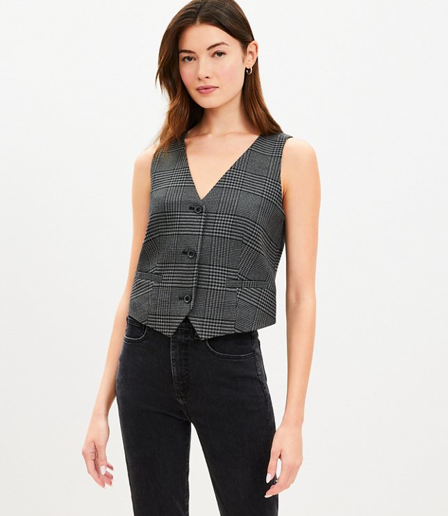 Petite Plaid Pocket Vest