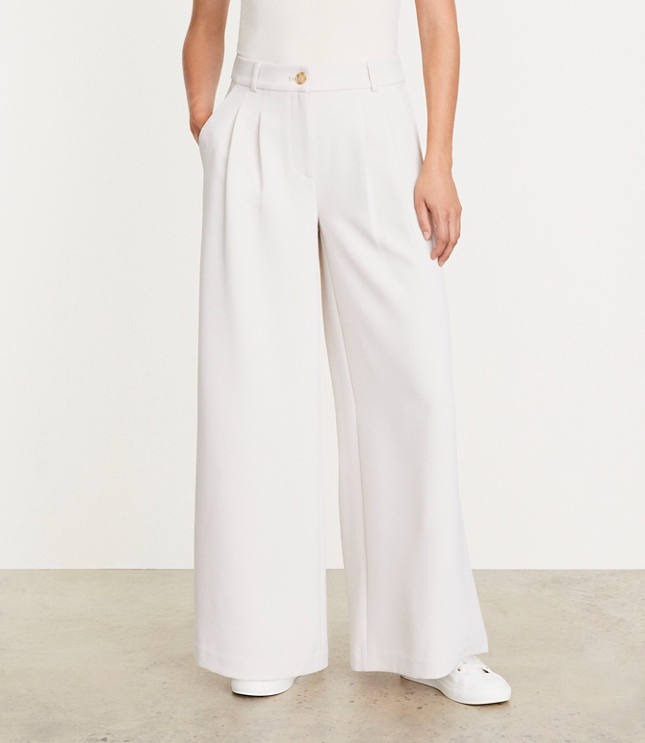 Petite LOFT Versa Crepe Drape Palazzo Pant