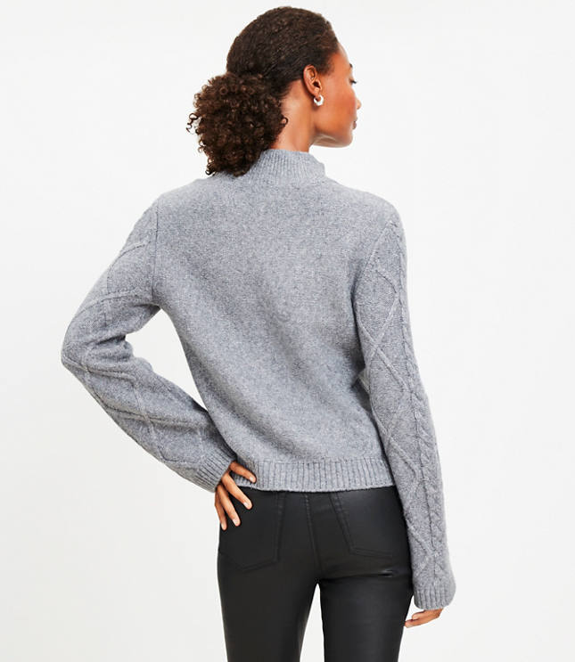 Mock Neck Cable Sweater