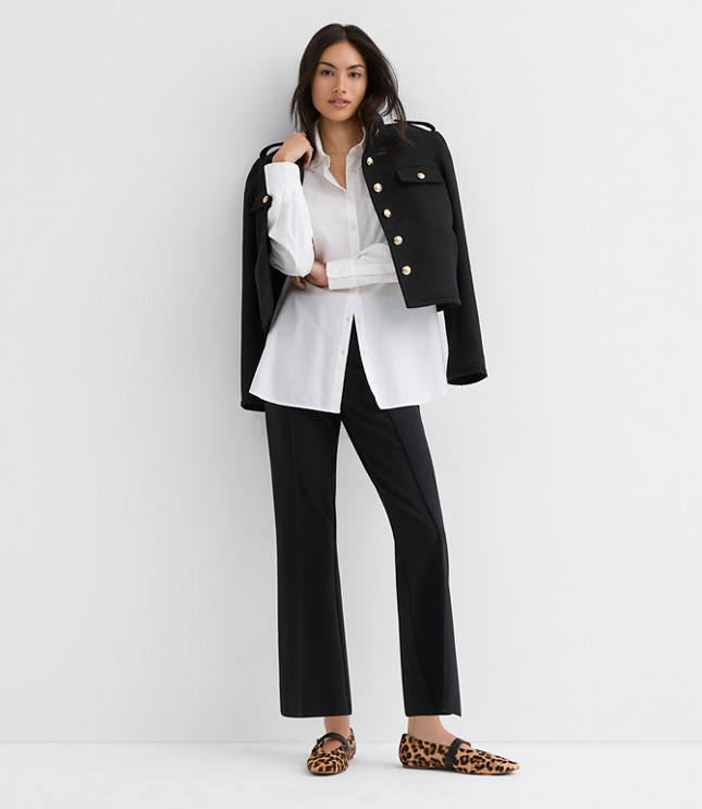 Pintucked Kick Crop Pants in Ponte
