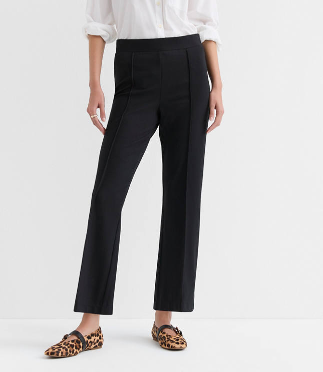 Pintucked Kick Crop Pants in Ponte