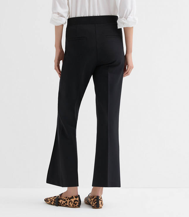 Pintucked Kick Crop Pants in Ponte