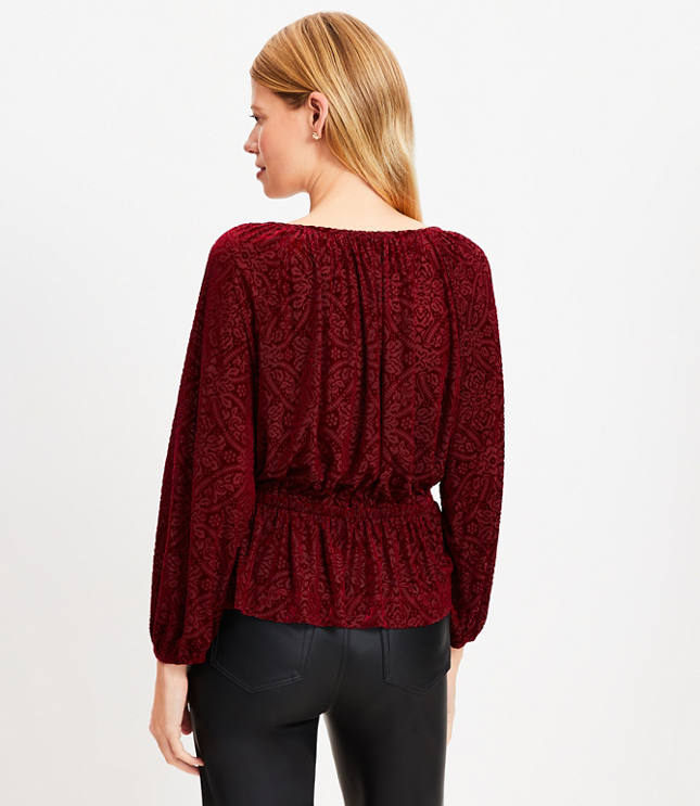 Mosaic Shirred Velour Top