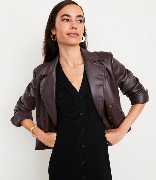 Petite leather jacket blazer hotsell