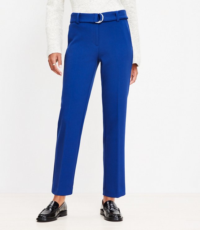 Belted Riviera Slim Pants in Doubleface