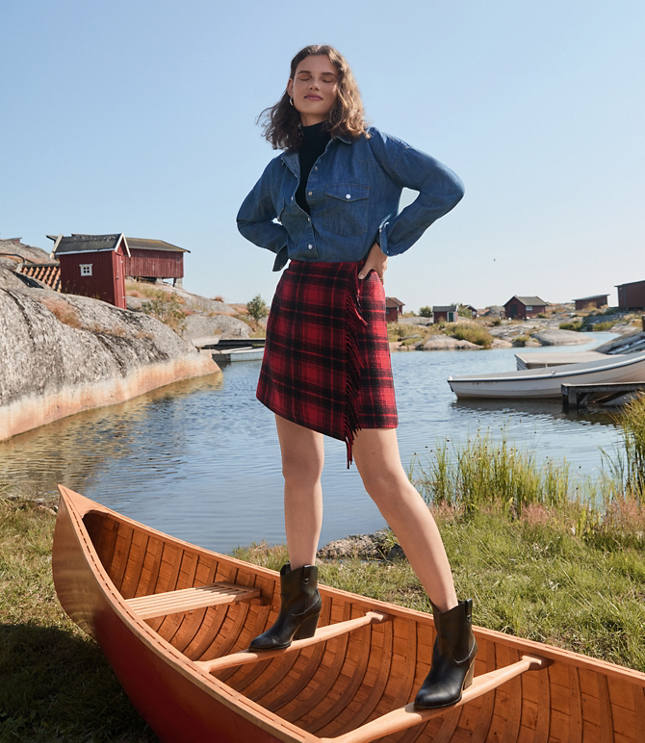 Plaid wrap skirt best sale