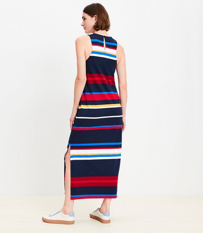 Petite Striped Racerback Midi Dress