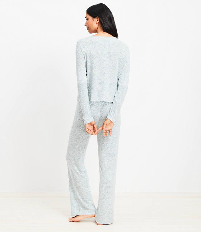 Heathered Henley Wide Leg Pajama Set