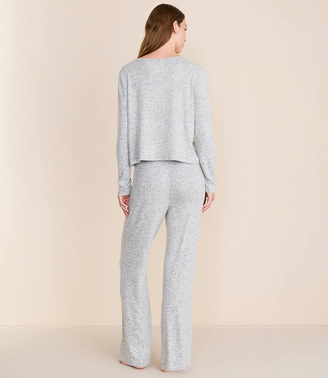 Heathered Henley Wide Leg Pajama Set