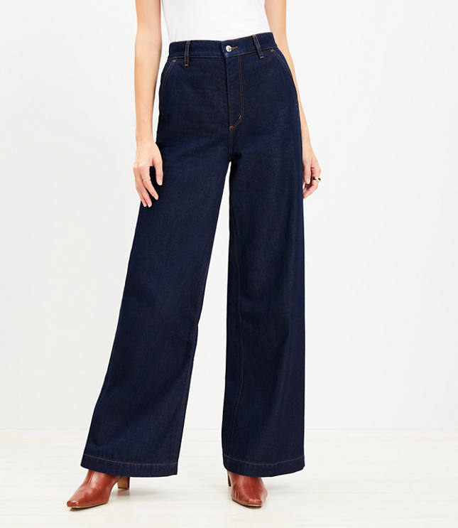 High Rise Trouser Jeans in Dark Rinse