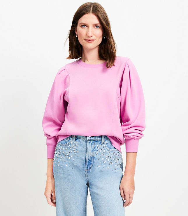 Pleated Sleeve Sweatshirt