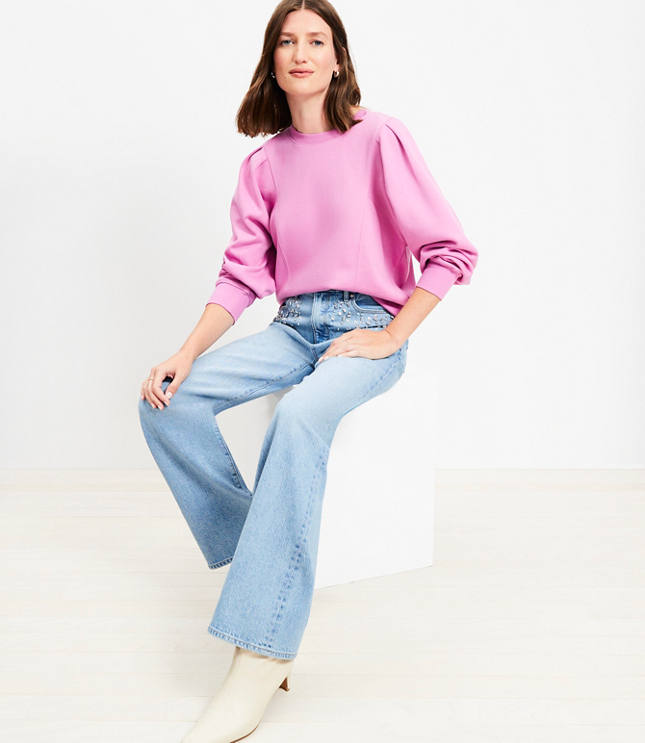 Pleated Sleeve Sweatshirt