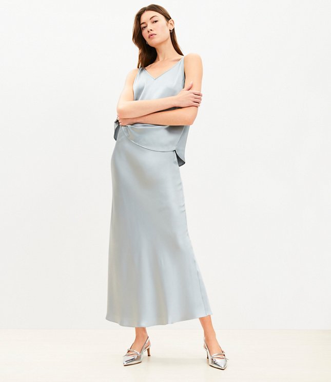 Satin Bias Midi Skirt