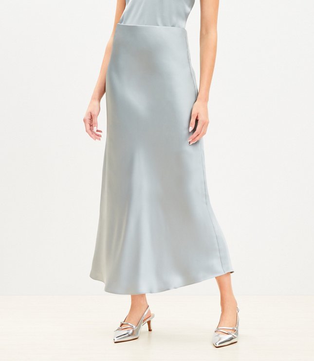 Satin Bias Midi Skirt