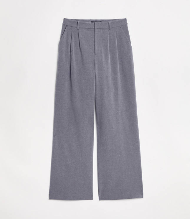 LOFT Versa Seasonless Stretch Double Pleat Wide Leg Pants in Heather