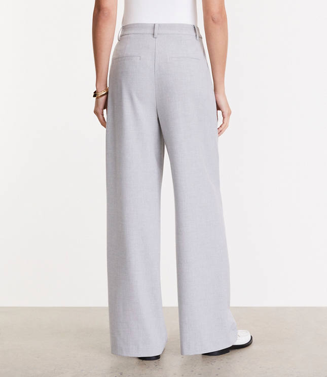 LOFT Versa Seasonless Stretch Double Pleat Wide Leg Pant Heather