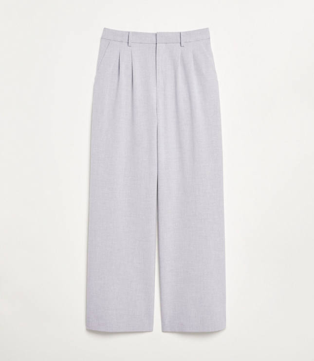 LOFT Versa Seasonless Stretch Double Pleat Wide Leg Pant Heather