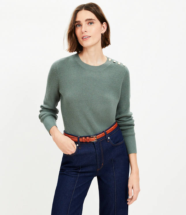 Shoulder Button Wedge Sweater