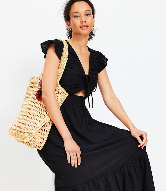 LOFT Beach Cutout Tiered Maxi Dress