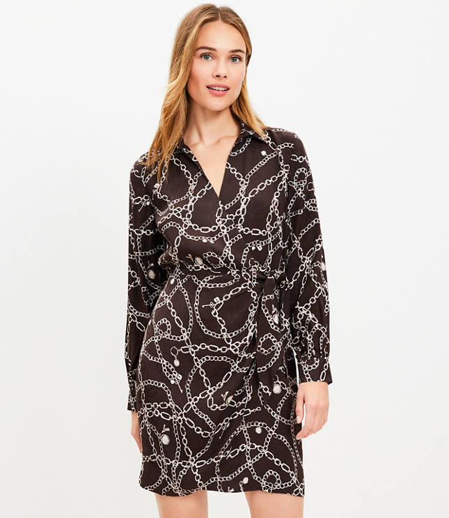 Chain Print Mini Wrap Dress