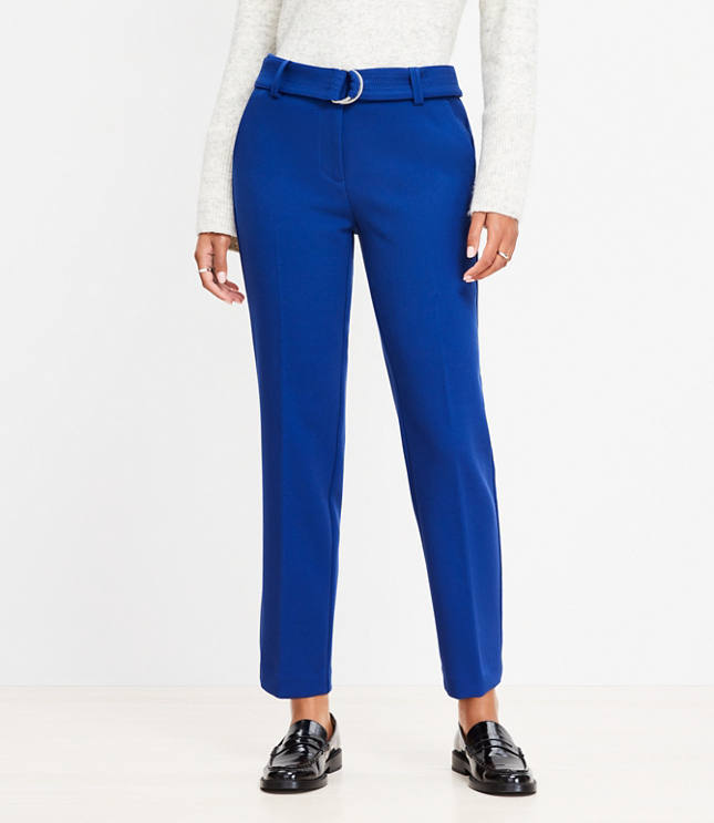 Petite Curvy Belted Riviera Slim Pants in Doubleface