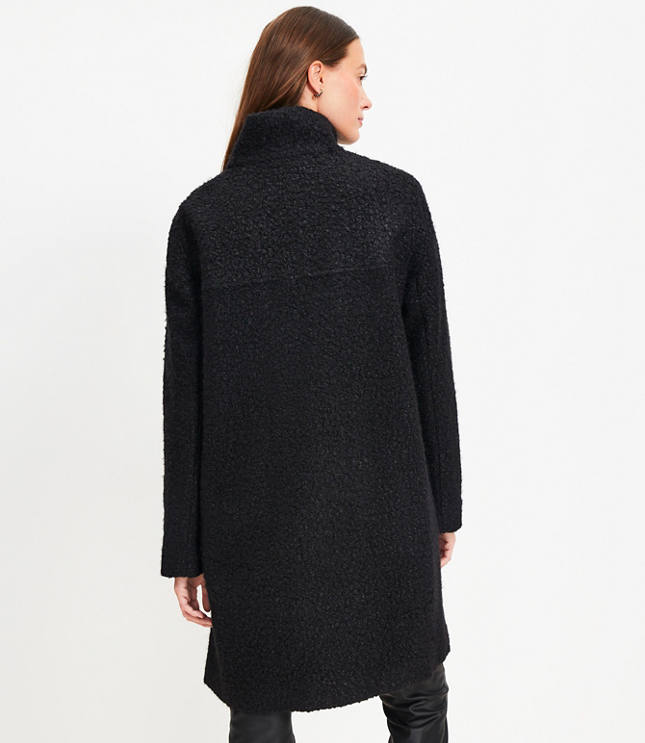 Petite Curly Funnel Neck Coat