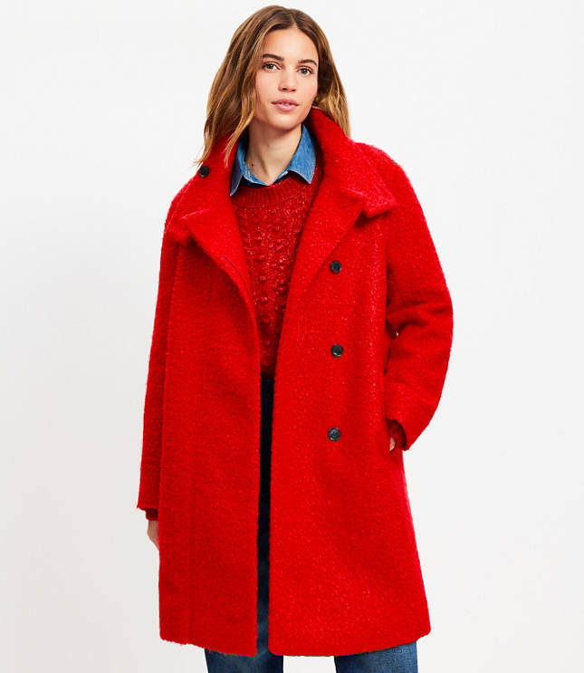 Petite Curly Funnel Neck Coat