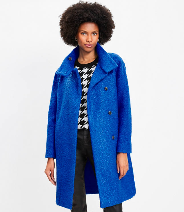 Petite Curly Funnel Neck Coat