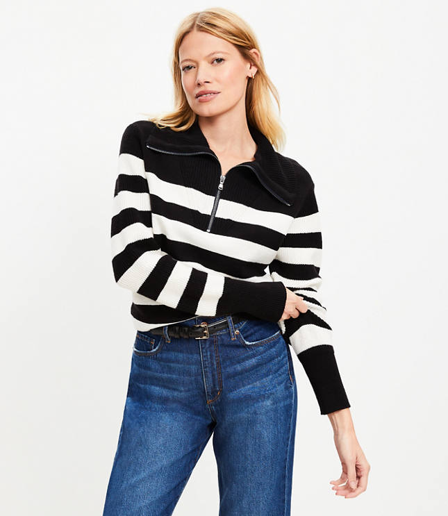 Striped Half Zip Sweater