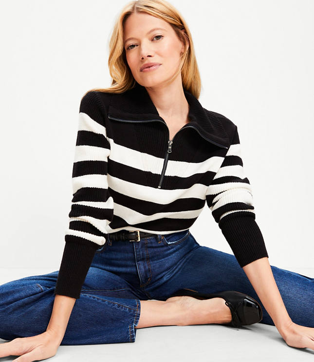 Striped Half Zip Sweater