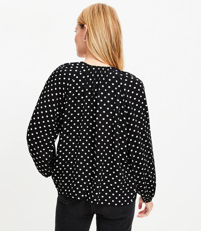 Dotted Shirred Blouse