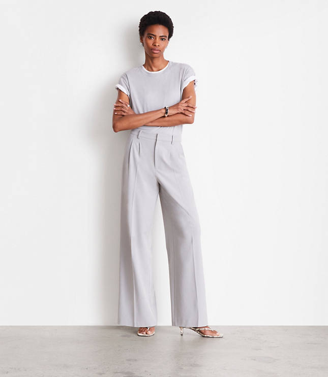 LOFT Versa Seasonless Stretch Double Pleat Wide Leg Pant