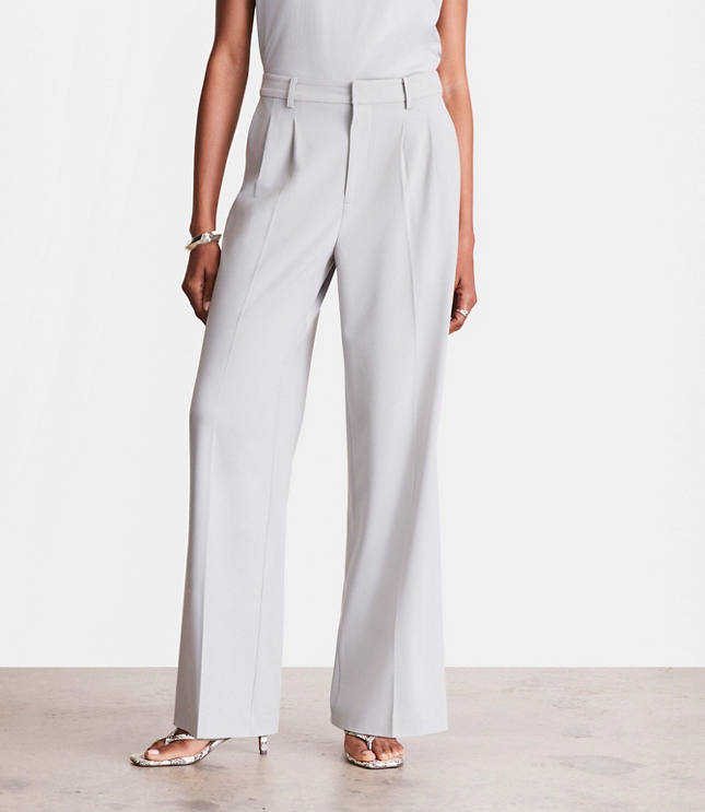 LOFT Versa Seasonless Stretch Double Pleat Wide Leg Pant