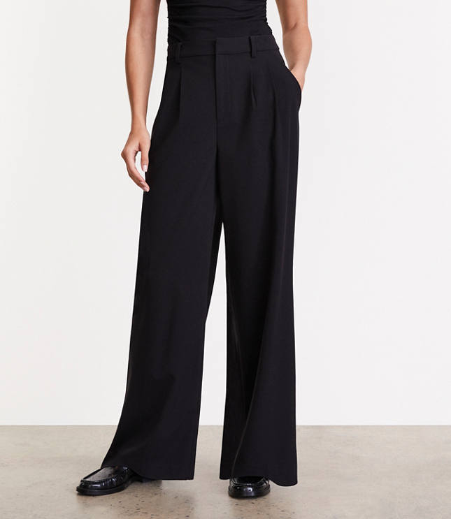 LOFT Versa Seasonless Stretch Double Pleat Wide Leg Pant