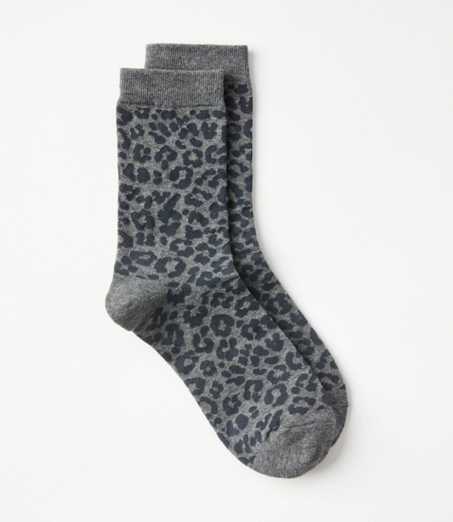 Leopard Print Crew Socks