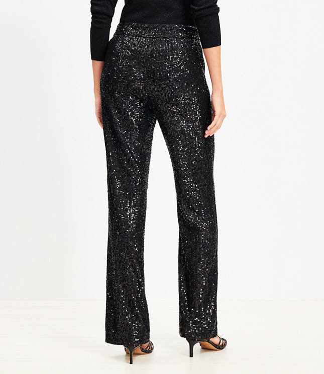 Petite Sequin Straight Pants