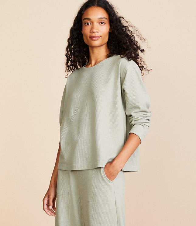 Lou & Grey Brushed Wafflestitch Cowl Tunic Top