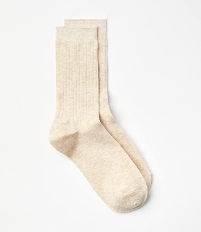 Flecked Ribbed Crew Socks - Black