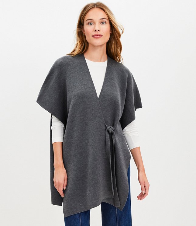 Tie Knit Wrap - Medium Heather Grey