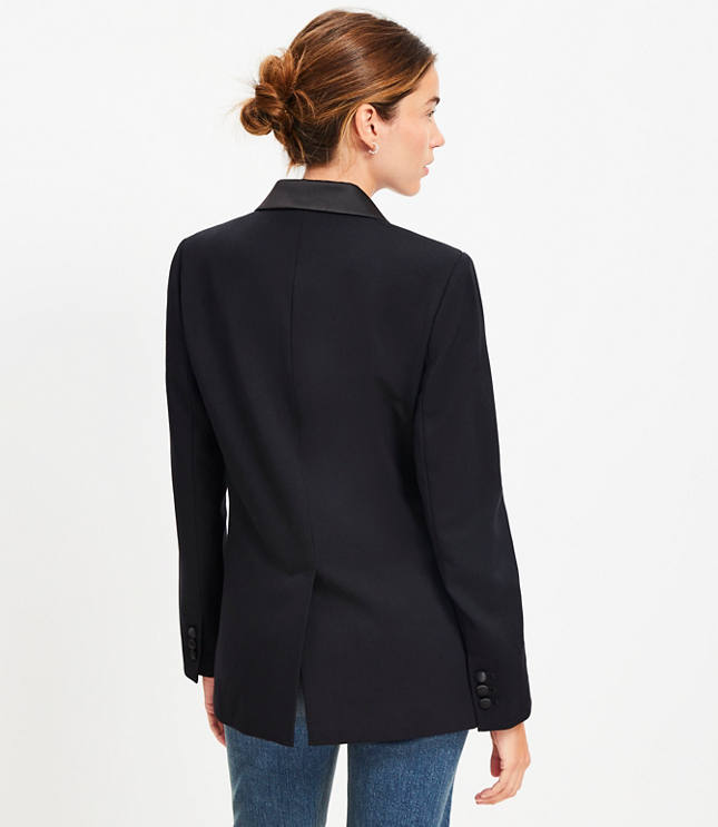 Tall Satin Trim Relaxed Tuxedo Blazer