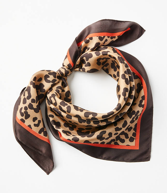 Leopard Print Silk Square Scarf