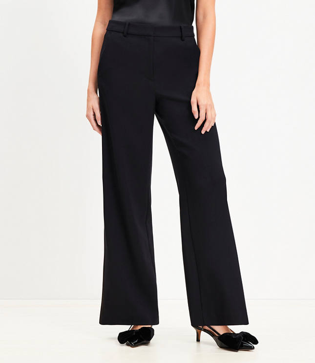 Petite Clean Wide Leg Pants in Tuxedo Stripe