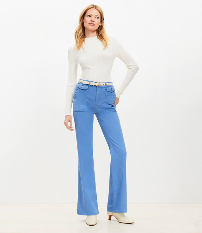 Utility Pocket High Rise Slim Flare Jeans Evening Sky Blue